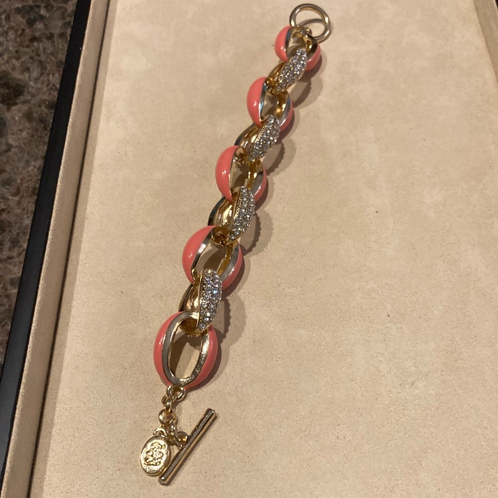 Tommy Bahama Gold Coral Crystal and Enamel Toggle Bracelet